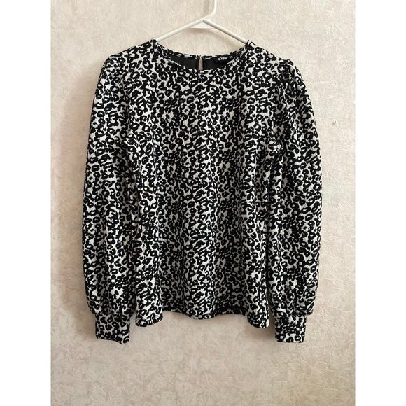 Express women’s small long sleeve black / white animal print top - Picture 1 of 6